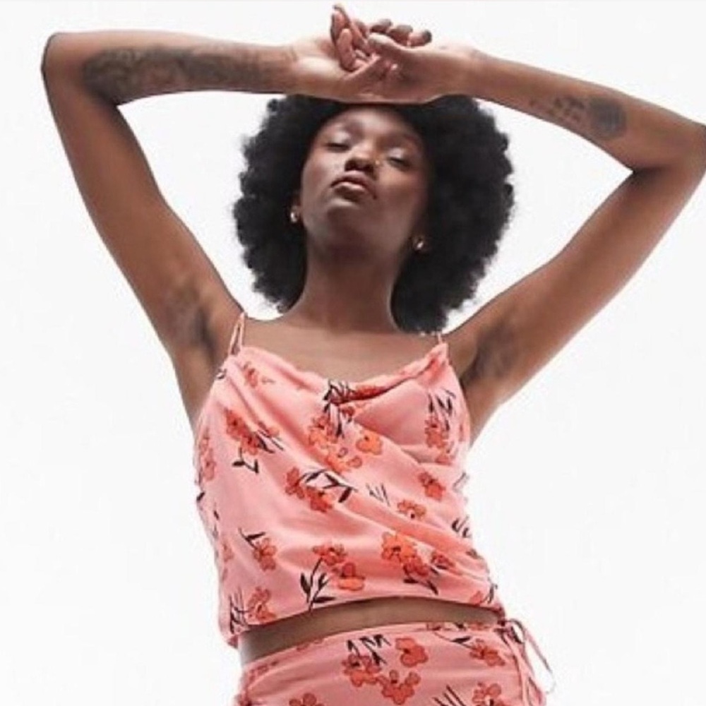 TOPSHOP Floral Ruched Side Cami, NWT